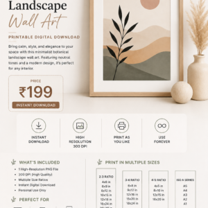 minimalist botanical landscape wall art – printable digital download